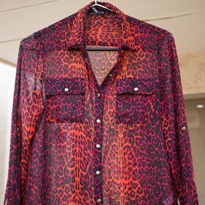 Ali & Kris Sheer Leopard Print Blouse
